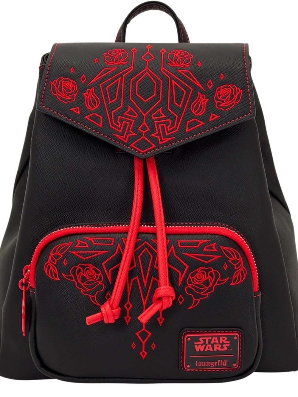 Loungefly STAR WARS Darth Maul Embroidered Red Rose Drawstring Mini Backpack